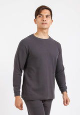 Forest Waffle Knit Crew Neck Long Sleeve T Shirt Men | T Shirt Lelaki Lengan Panjang - 23831