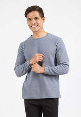 Forest Waffle Knit Crew Neck Long Sleeve T Shirt Men | T Shirt Lelaki Lengan Panjang - 23831