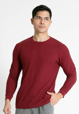 Forest Waffle Knit Crew Neck Long Sleeve T Shirt Men | T Shirt Lelaki Lengan Panjang - 23831