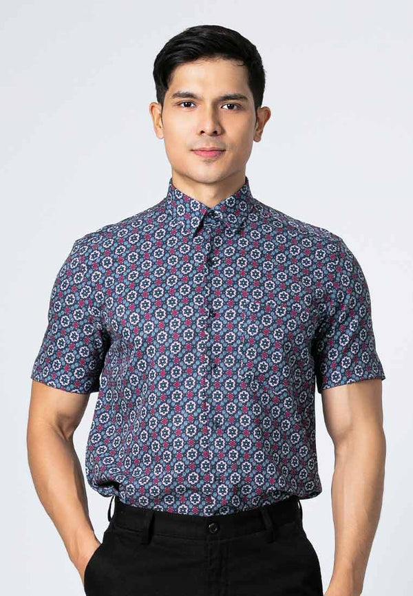 Byford Stretchable Printed Short Sleeve Shirt - 3424005F