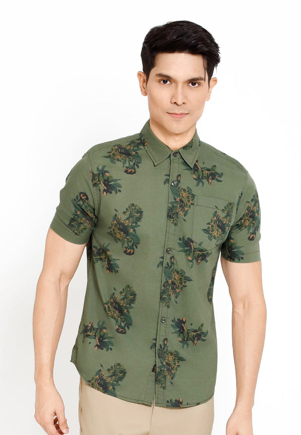 Forest Woven Full Printed Short Sleeve Men Shirt | Baju Kemeja Lelaki - 621439