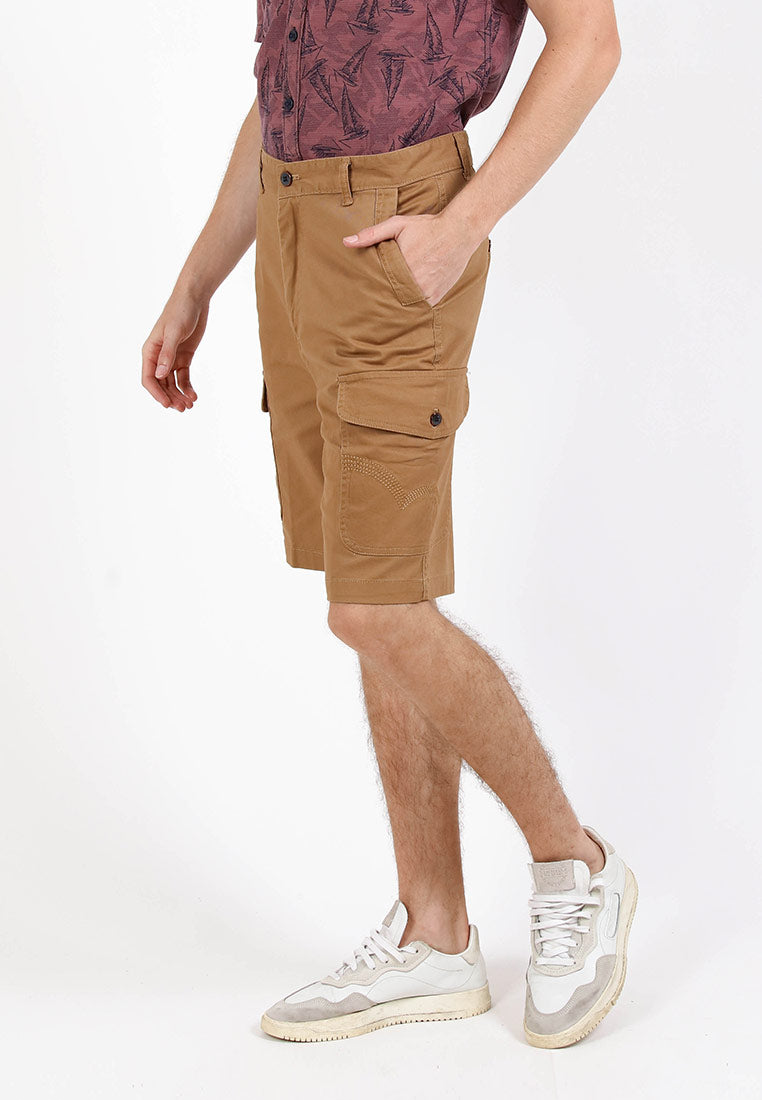 Forest Stretchable Cotton Twill Cargo Bermuda Shorts | Seluar Pendek Lelaki - 670206