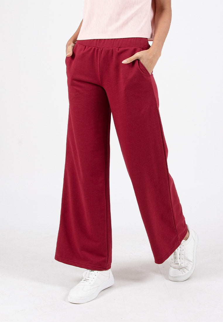 Forest Ladies Cotton Terry Wide Leg Pants Women Casual Long Pants | Seluar Palazzo Perempuan - 810544