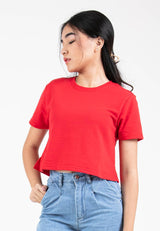 Forest Ladies Round Neck Cotton Terry Boxy Croped Top | Baju T-Shirt Perempuan - 822264