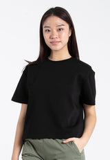 Forest Ladies Heavy Weight Cotton Boxy-Cut Round Neck Tee Ladies Casual Loose Fit Crop Top - 822403