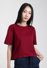 Forest Ladies Heavy Weight Cotton Boxy-Cut Round Neck Tee Ladies Casual Loose Fit Crop Top - 822403