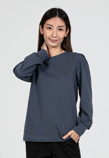 Forest Ladies Cotton Interlock Long Sleeve Women T-Shirt Casual Plain Sweatshirt | Baju Lengan Panjang Perempuan- 822412