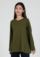 Forest Ladies Cotton Interlock Long Sleeve Round Neck T-Shirt Women Loose Fit | Baju Lengan Panjang Perempuan- 822414