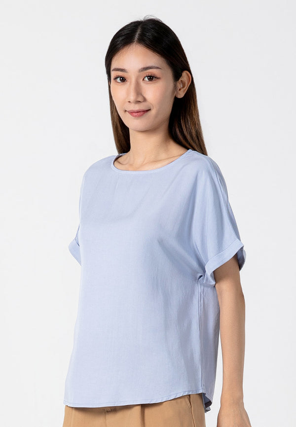 Forest Ladies Rayon Lyocell Casual Plain Blouse Women Short Sleeve Blouse | Baju Perempuan - 822416