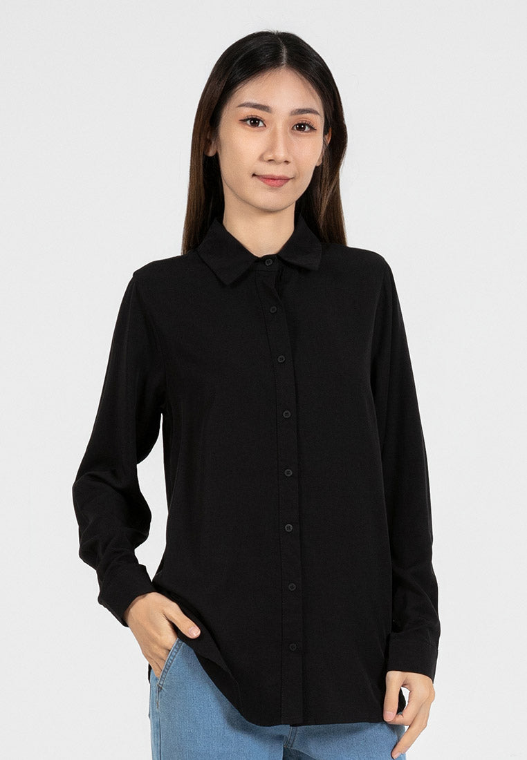 Forest Ladies Rayon Lyocell Shirt Women Long Sleeve Shirt | Baju Kemeja Lengan Panjang Perempuan - 822419