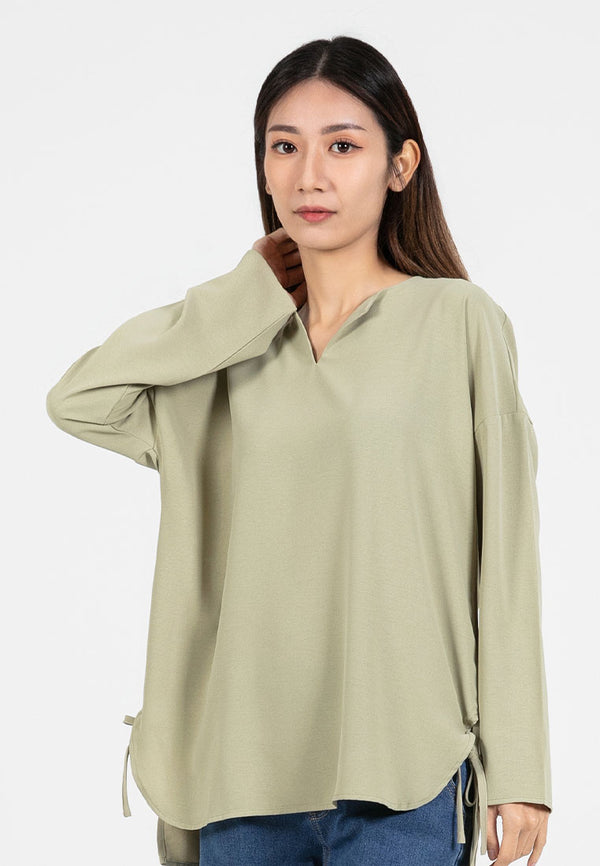 Forest Ladies Polyester Plain Blouse Women Long Sleeve Blouse | Baju Perempuan Lengan Panjang - 822420