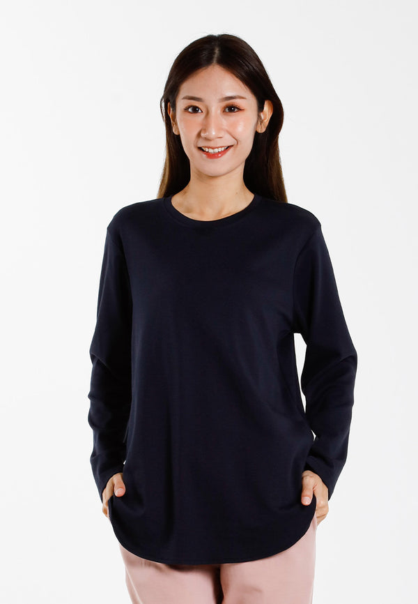 Forest Ladies Cotton Interlock Round Neck T-Shirt Women Plain Long Sleeve Tee - 822423