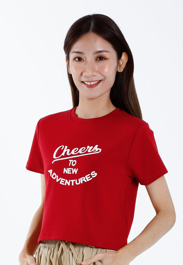 Forest Ladies Cotton Interlock Short Sleeve Round Neck T-Shirt Women Casual Graphic Tee Cropped Top - 822427