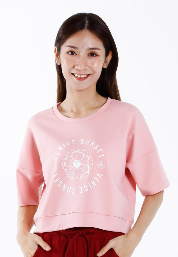 Forest Ladies Cotton Interlock Oversized Short Sleeve Round Neck T-Shirt Women Graphic Tee Cropped Top - 822429