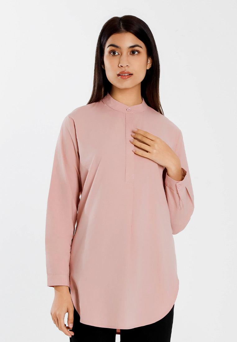 Forest Ladies Modal Cotton Plain Blouse Women Long Sleeve Tunic | Baju Kemeja Lengan Panjang Perempuan - 8822489