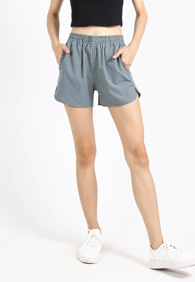 Forest Ladies Stretchable Polyester High Waist Plain Shorts Women Shorts | Seluar Pendek Perempuan - 860148