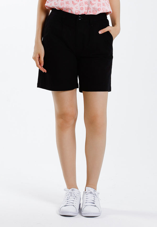 Forest Seluar Pendek Perempuan | Forest Ladies Stretchable Cotton Linen Pleated Bermuda Shorts Pants - 870151