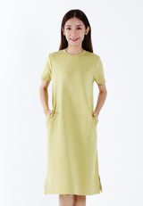 Forest Ladies Cotton Interlock Round Neck T-Shirt Dress Women Casual Short Sleeve Dress - 880010