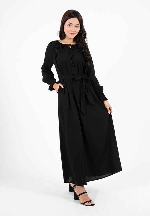Forest x Hatta Dolmat Ladies Cotton Jacquard Long Sleeve Maxi Dress | Baju Perempuan - 885064