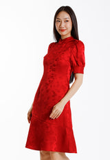 Forest Ladies Jacquard Puff Sleeve Cheongsam Dress Women Cheongsam - 885088