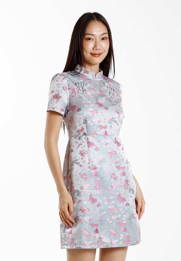 Forest Jacquard Cheongsam Mother and Daughter Cheongsam Set | CNY 2025 Family Wear - 885092, FK885092