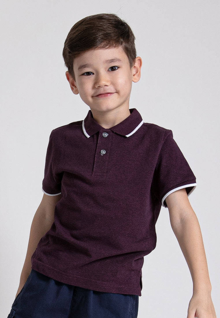 Forest Kids Two Tone Pique Cotton Plain Short Sleeve Polo Kids Tee | Baju Budak Lelaki - FK2009