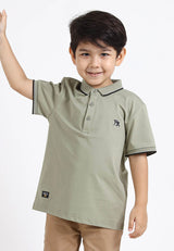 Forest Kids Soft-Touch Silky Cotton Slim Fit Mercerized Look Knitted Polo Tee | Baju T Shirt Budak Lelaki - FK20103