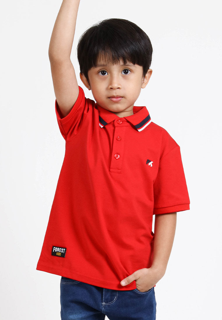 Forest Kids Premium Weight Cotton Stretchable Polo T Shirt Collar Tee | Baju T Shirt Budak Lelaki - FK20112