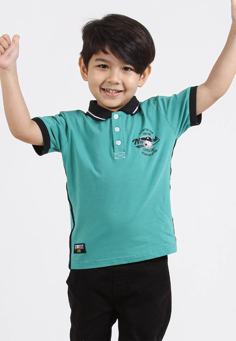 Forest Kids Stretchable Polo T Shirt Boy Kids Collar Tee | Baju Polo T Shirt Budak Lelaki - FK20124