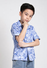 Forest Kids Boy Cotton Printed Open Collar Short Sleeve Shirt | Baju Kemeja Budak Lelaki - FK20142