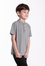 Forest Kids Premium Weight Cotton Stretchable Mandarin Collar T Shirt Kids | T Shirt Baju Budak Lelaki - FK20258