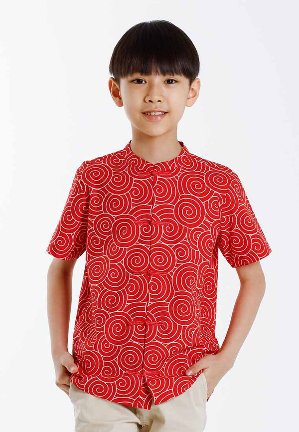 Forest Mandarin Collar Printed Kids Cheongsam Top | CNY 2025 Family Wear - FK20276