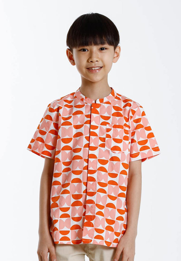 Forest Mandarin Collar Printed Kids Cheongsam Top CNY 2025 Family Wear - FK20278