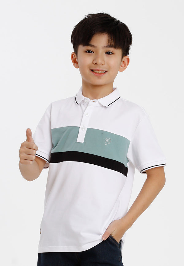 Forest Kids Stretchable Cotton Cut & Sew Polo Tee Collar Tee | Baju T Shirt Budak Lelaki - FK20294