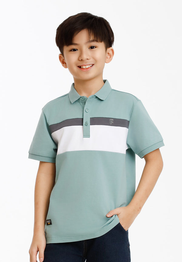 Forest Kids Stretchable Cotton Cut & Sew Polo Tee Collar Tee | Baju T Shirt Budak Lelaki - FK20295