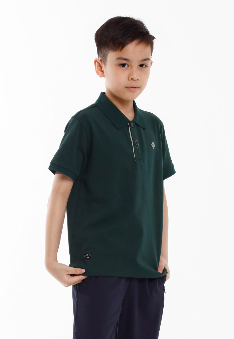 Forest Baju T Shirt Budak Lelaki | Kids Soft-Touch Silky Cotton Polo Tee - FK20324
