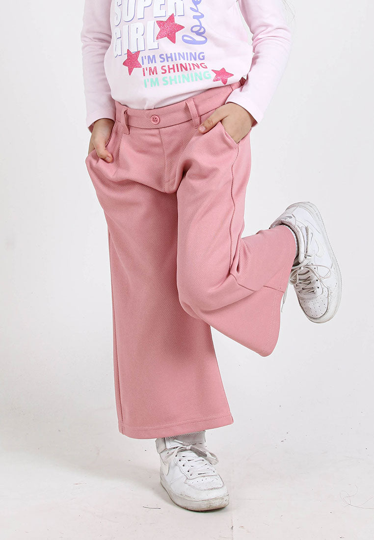 Forest Kids Girl Elastic Waist Cotton Twill Wide Leg Pants | Seluar Budak Perempuan Palazzo - FK810012