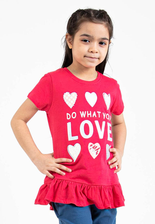 Forest Kids Girl 100% Cotton Short Sleeve T-Shirt Girls Graphic Round Neck T-Shirt | Baju Budak Perempuan - FK820063