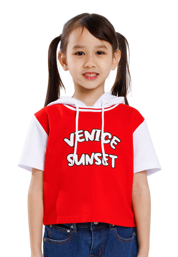 Forest Kids Girl Cotton Terry Short Sleeve Hoodie Top | Baju Budak Perempuan - FK820085