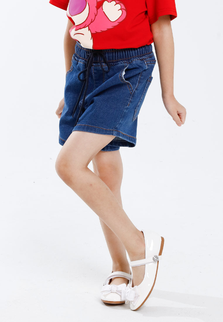 Forest Kids Girls Elastic Waisted Denim Shorts Girl Stretchable Short Pants | Seluar Pendek Budak Perempuan - FK865006