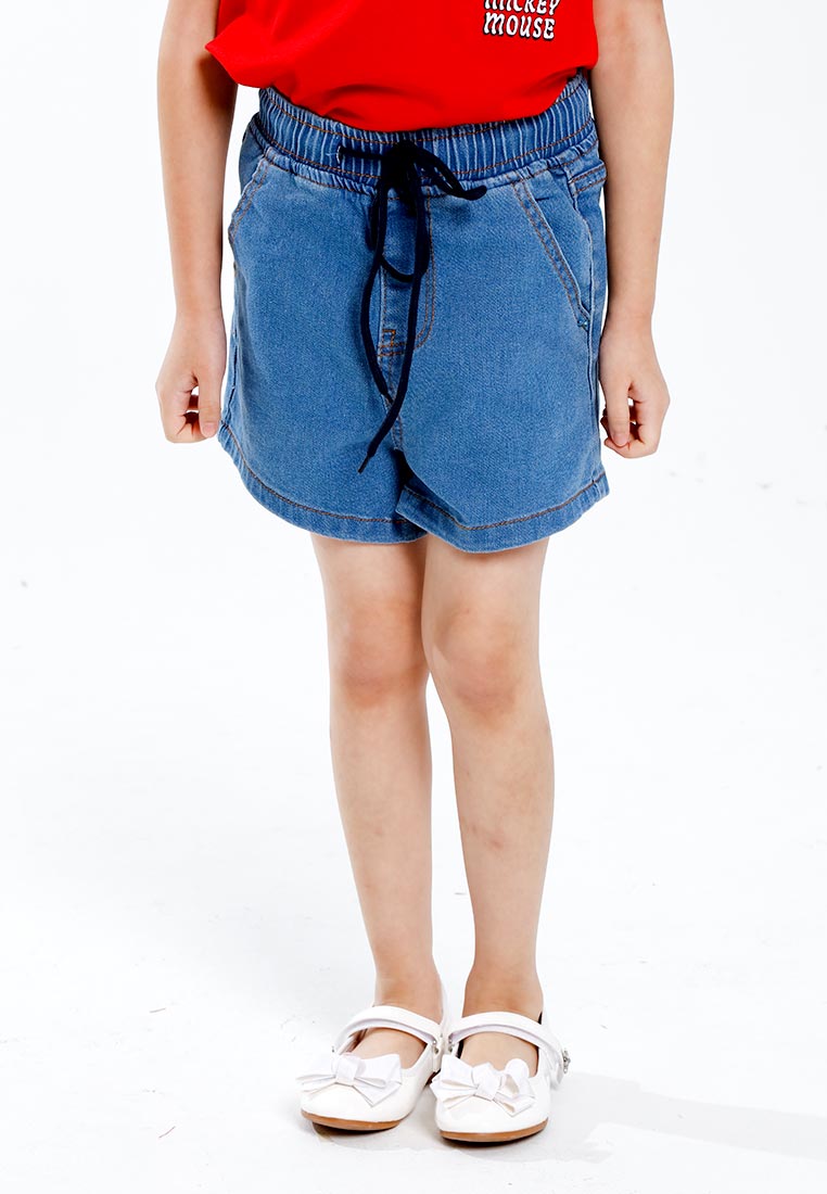 Forest Kids Girls Elastic Waisted Denim Shorts Girl Stretchable Short Pants | Seluar Pendek Budak Perempuan - FK865006