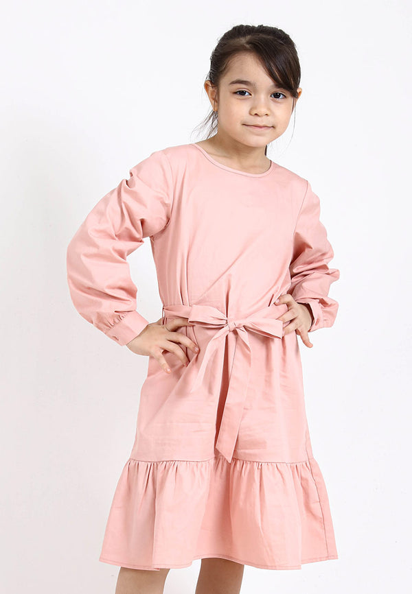 Forest Kids Girl Woven Plain Long Sleeve Dress I Baju Budak Perempuan - FK885041