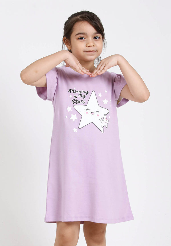 Forest Kids Girl 100% Cotton T-Shirt Girls Graphic Round Neck Dress | Baju Budak Perempuan - FK885043