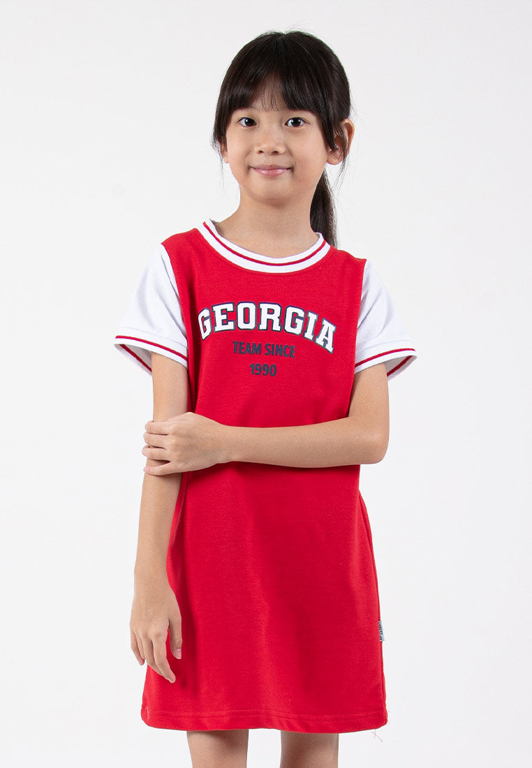 Forest Kids Girl Cotton Terry Short Sleeve Round Neck Dress | Baju Budak Perempuan - FK885053