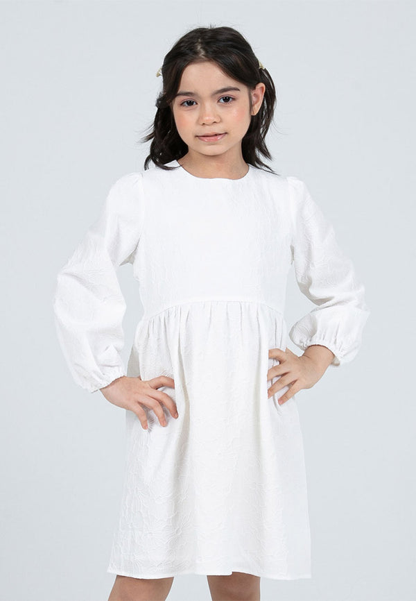 Forest Kids Girl Jacquard Long Sleeve Party Dress with Cotton Lining | Baju Budak Perempuan - FK885071