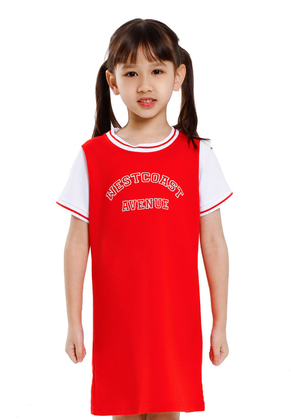 Forest Kids Girl Cotton Terry Short Sleeve Round Neck Dress | Baju Budak Perempuan - FK885076