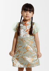 Forest Jacquard Tang Suit Cheongsam Dress | CNY 2025 Family Wear - FK885091