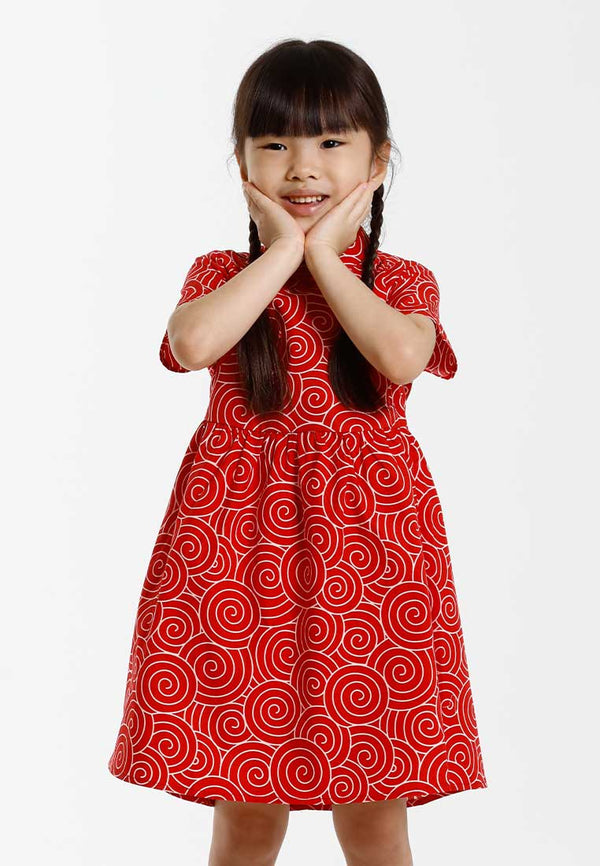 Forest Mandarin Collar Printed Kids Cheongsam Top | CNY 2025 Family Wear - FK885107