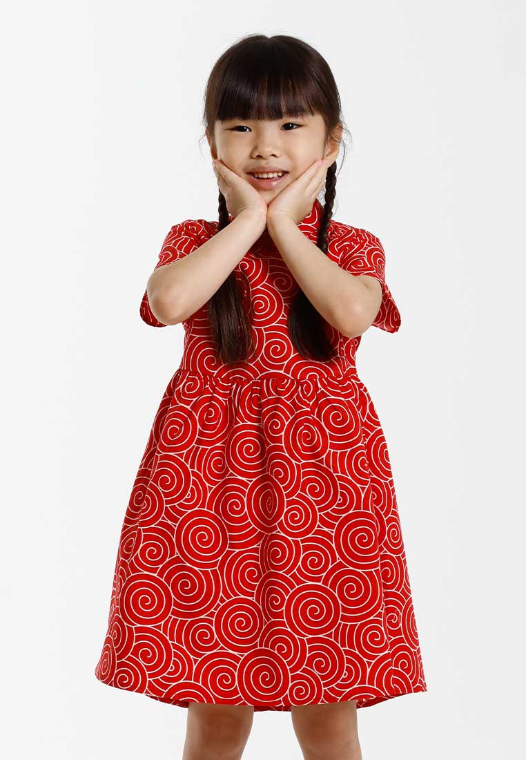 Forest Mandarin Collar Printed Kids Cheongsam Top | CNY 2025 Family Wear - FK885107