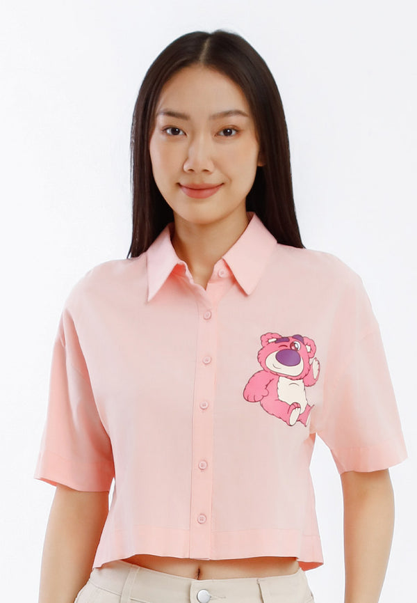 Forest x Disney Lotso Ladies Cropped Shirt Women Modal Cotton Short Sleeve Shirt - FW820117